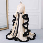 Silky Satin Feather Fringe Hem Long Robe (Victorian Style) - next day shipping selective colors SelenaHuanStudio
