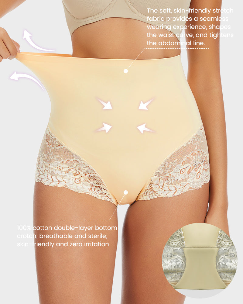Smooth High-Waisted Sheer Lace Sculpting Brief (4 Pack) SheCurve