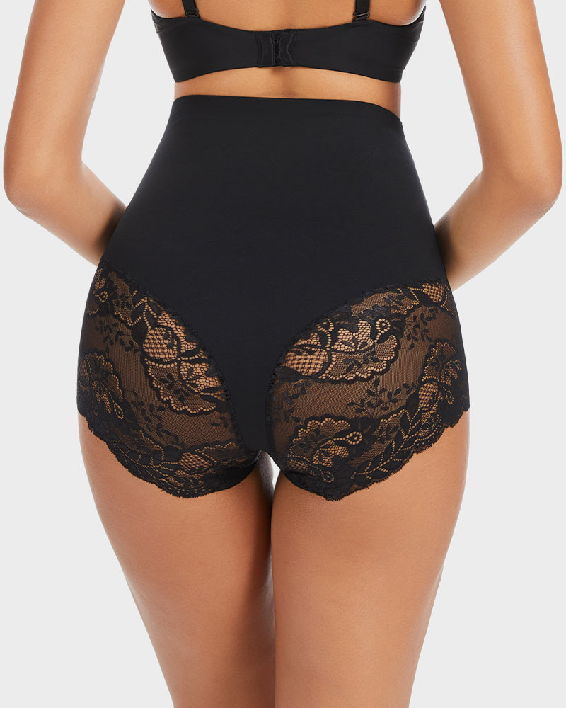 Smooth High-Waisted Sheer Lace Sculpting Brief (4 Pack) SheCurve