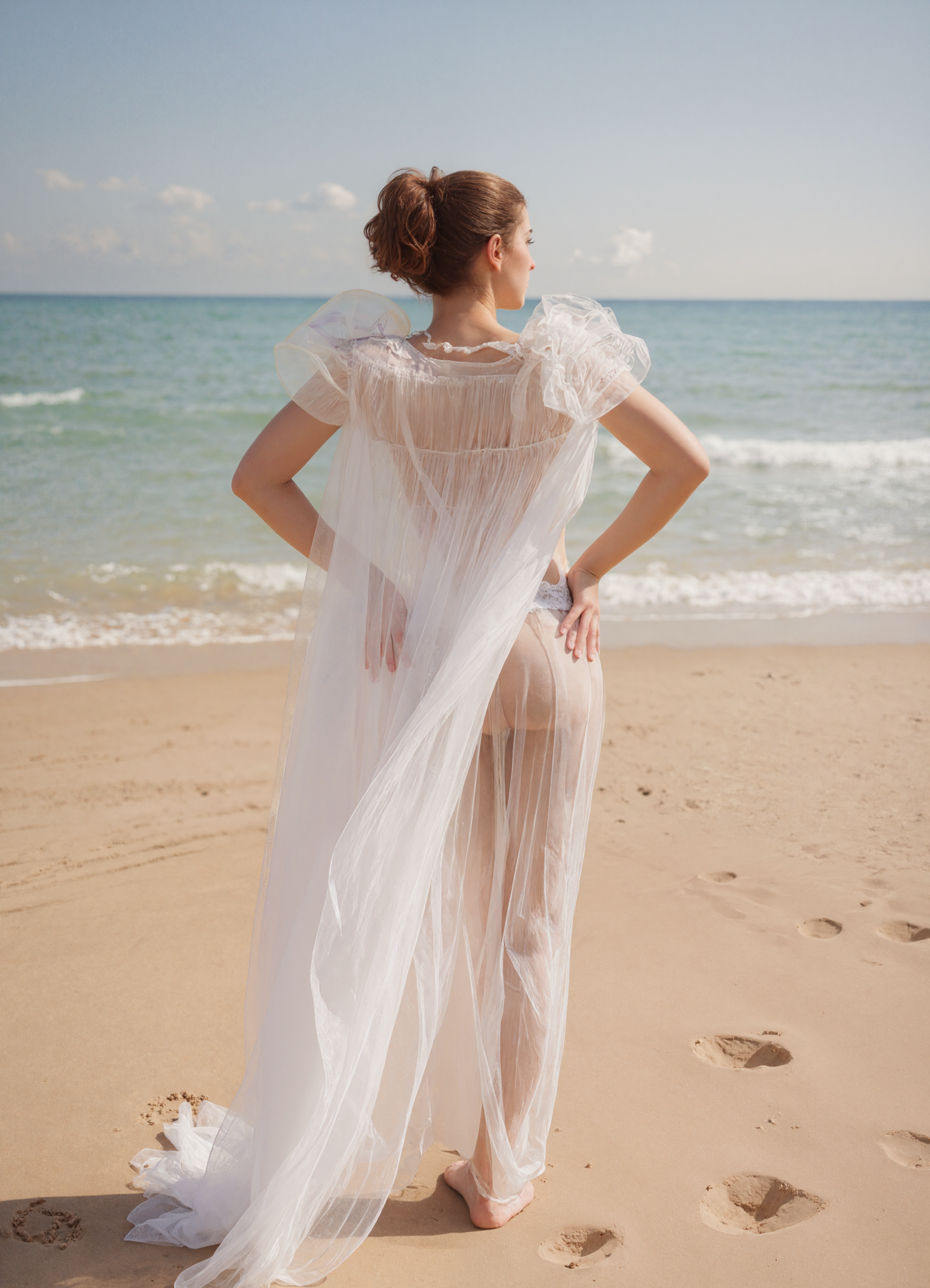 Soft Sparkling Tulle Lace Hem Robe Lingerie Set SelenaHuanStudio