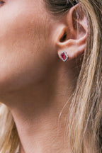 HALO ZIRCONIA ROUND EARRINGS Flying Tomato