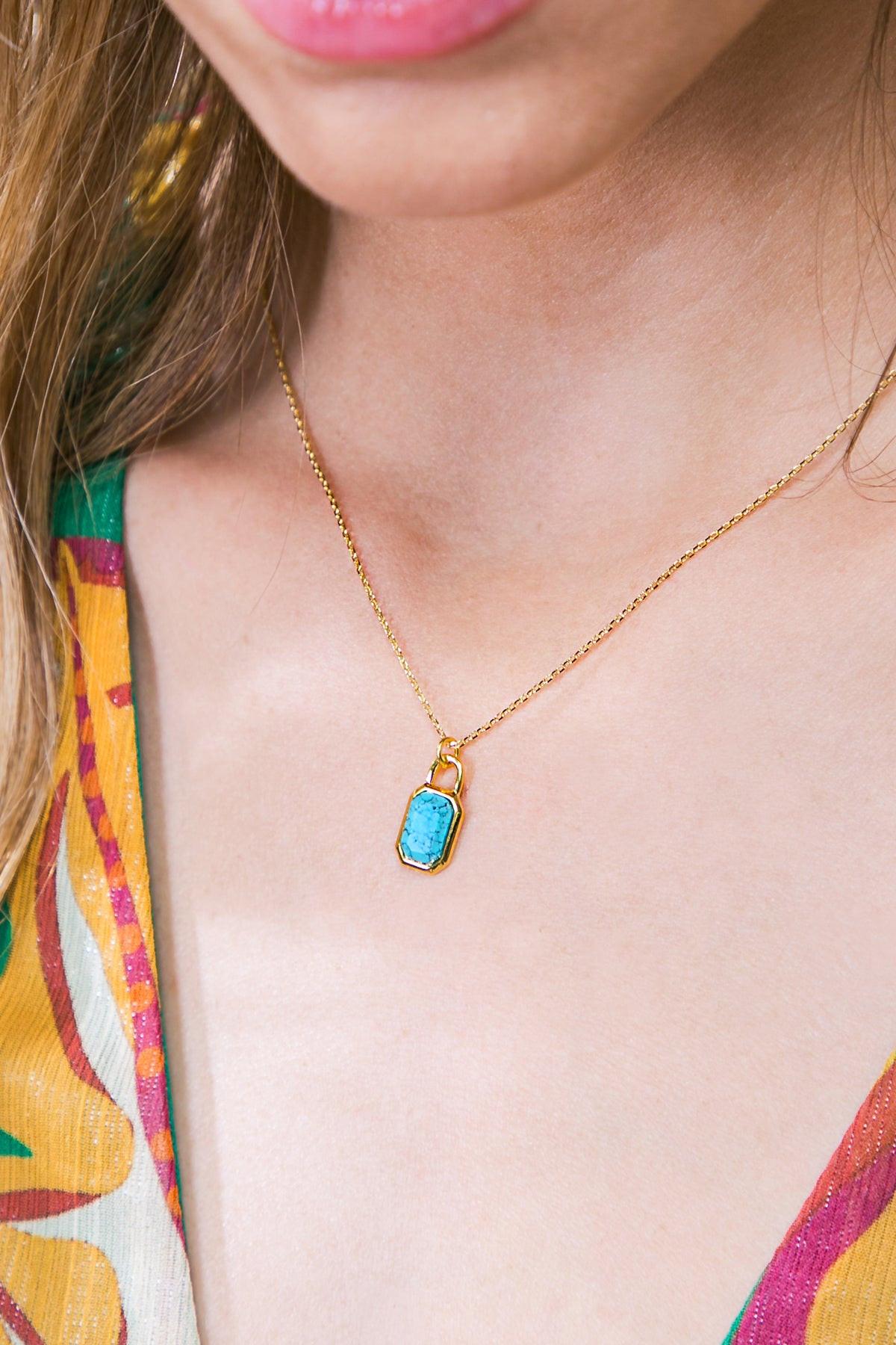 TURQUOISE SLICE PENDANT NECKLACE Flying Tomato