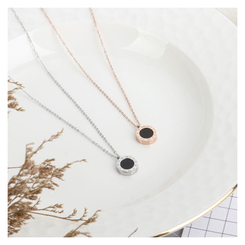 Number Titanium Steel Pendant Necklace Women's 18K Rose Gold Luxlife Brands