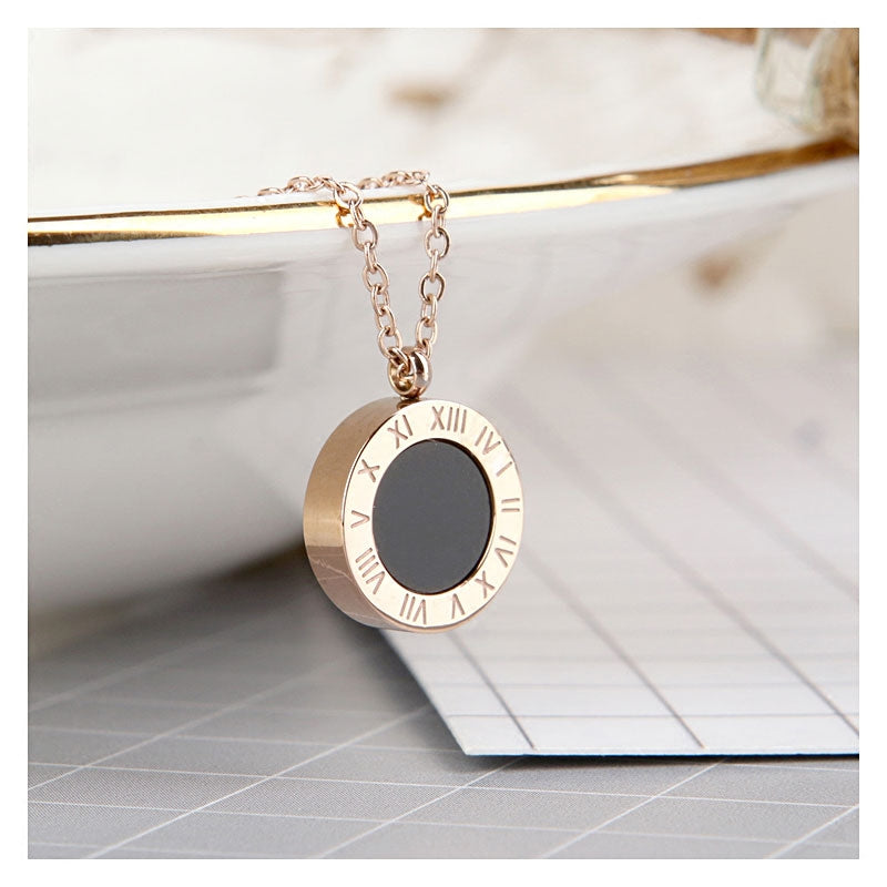 Number Titanium Steel Pendant Necklace Women's 18K Rose Gold Luxlife Brands