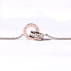 Number Titanium Steel Pendant Necklace Women's 18K Rose Gold Luxlife Brands