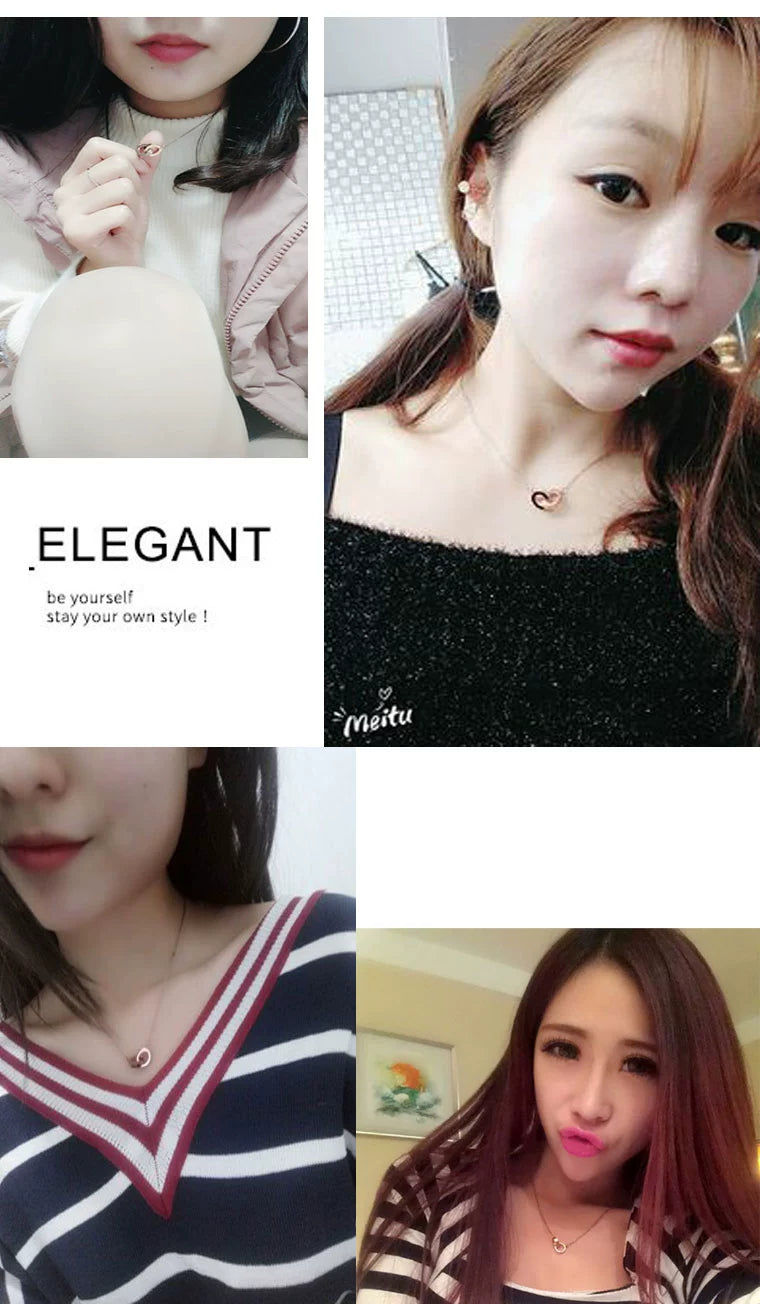 Number Titanium Steel Pendant Necklace Women's 18K Rose Gold Luxlife Brands