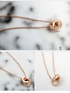 Number Titanium Steel Pendant Necklace Women's 18K Rose Gold Luxlife Brands