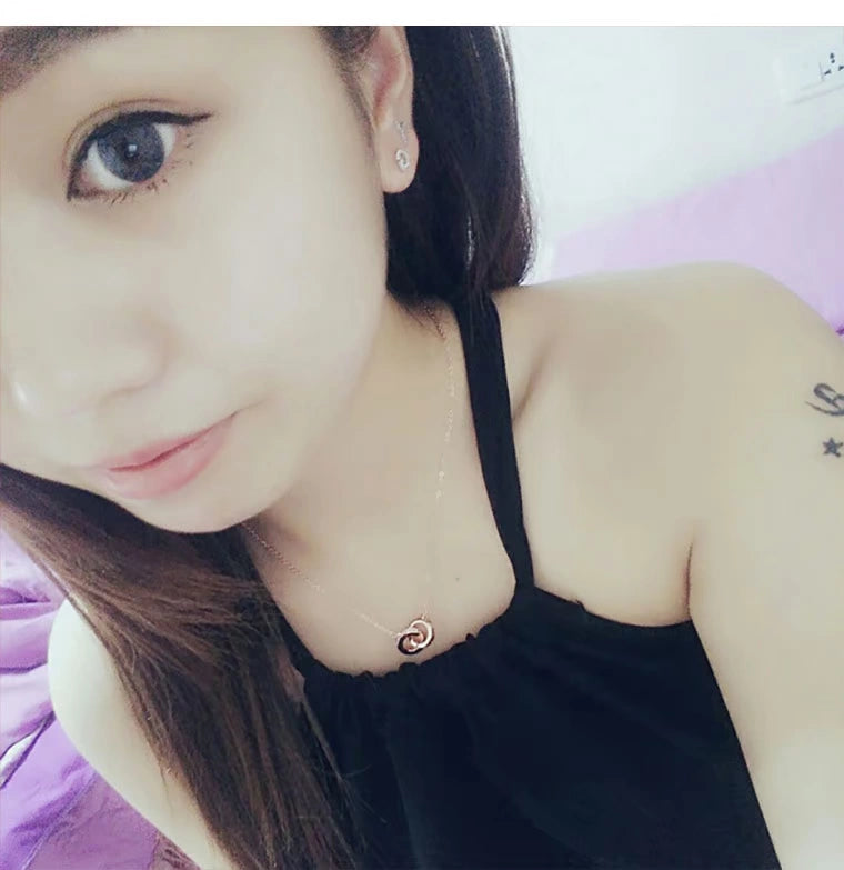 Number Titanium Steel Pendant Necklace Women's 18K Rose Gold Luxlife Brands