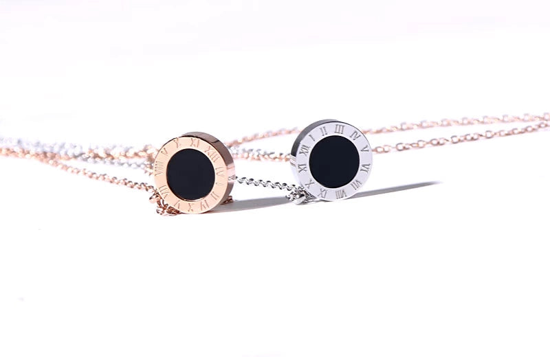 Number Titanium Steel Pendant Necklace Women's 18K Rose Gold Luxlife Brands