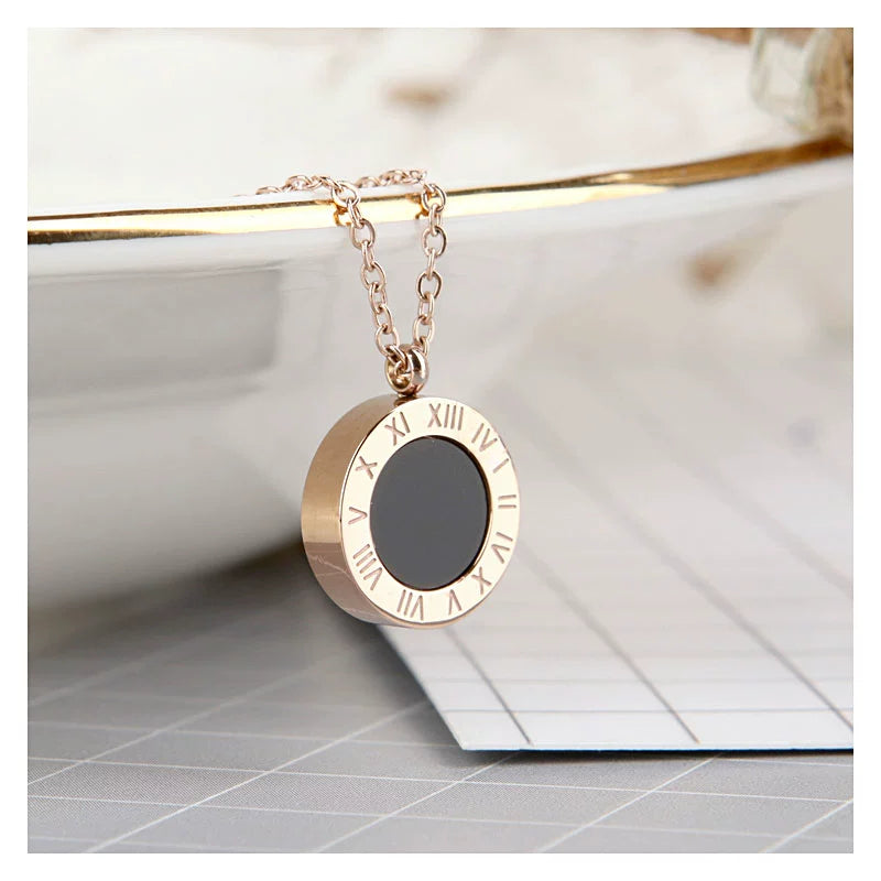 Number Titanium Steel Pendant Necklace Women's 18K Rose Gold Luxlife Brands