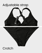 Textured Knot-Front High-Waisted Bikini Set SheCurve