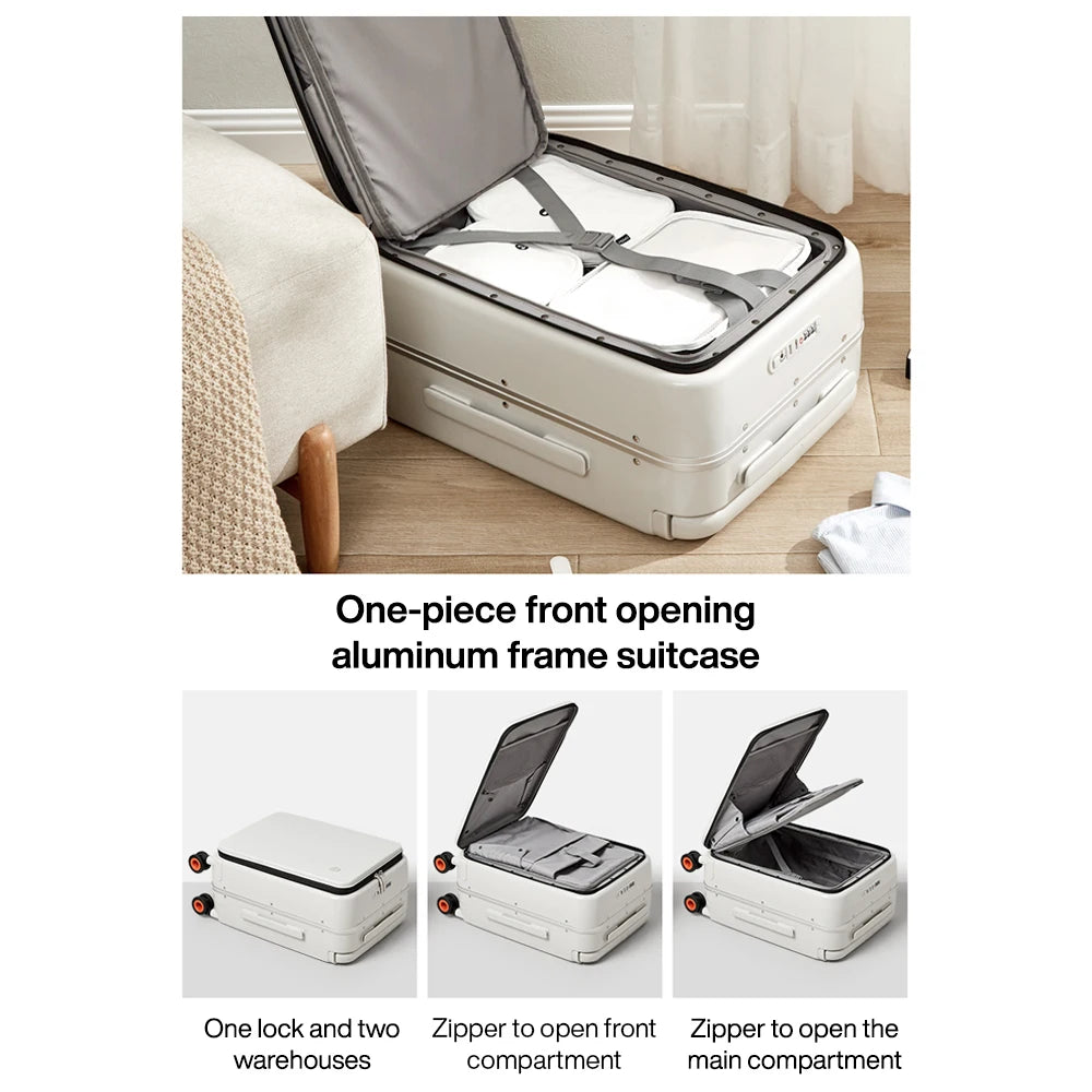 Wide Handle Suitcase Carry-On Luggage 20 Inch Aluminum Frame