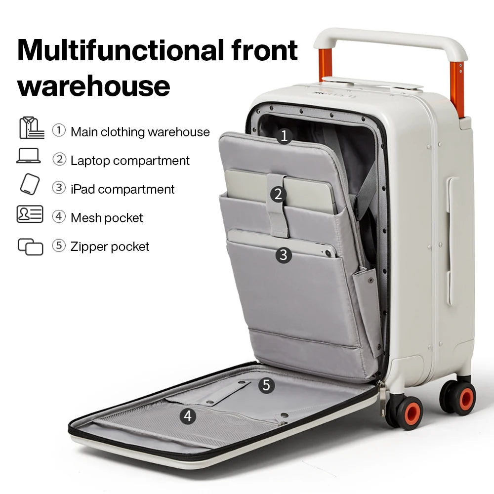 Wide Handle Suitcase Carry-On Luggage 20 Inch Aluminum Frame