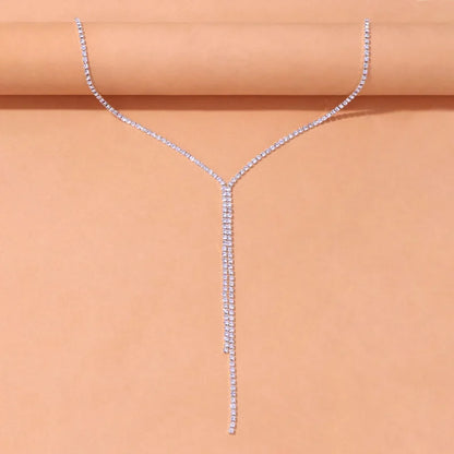 Stonefans Fashion Rhinestone Y Shape Long Necklace Boho Jewelry for Women Simple Thin Chain Tassel Choker Necklace Collar Gift LUXLIFE BRANDS