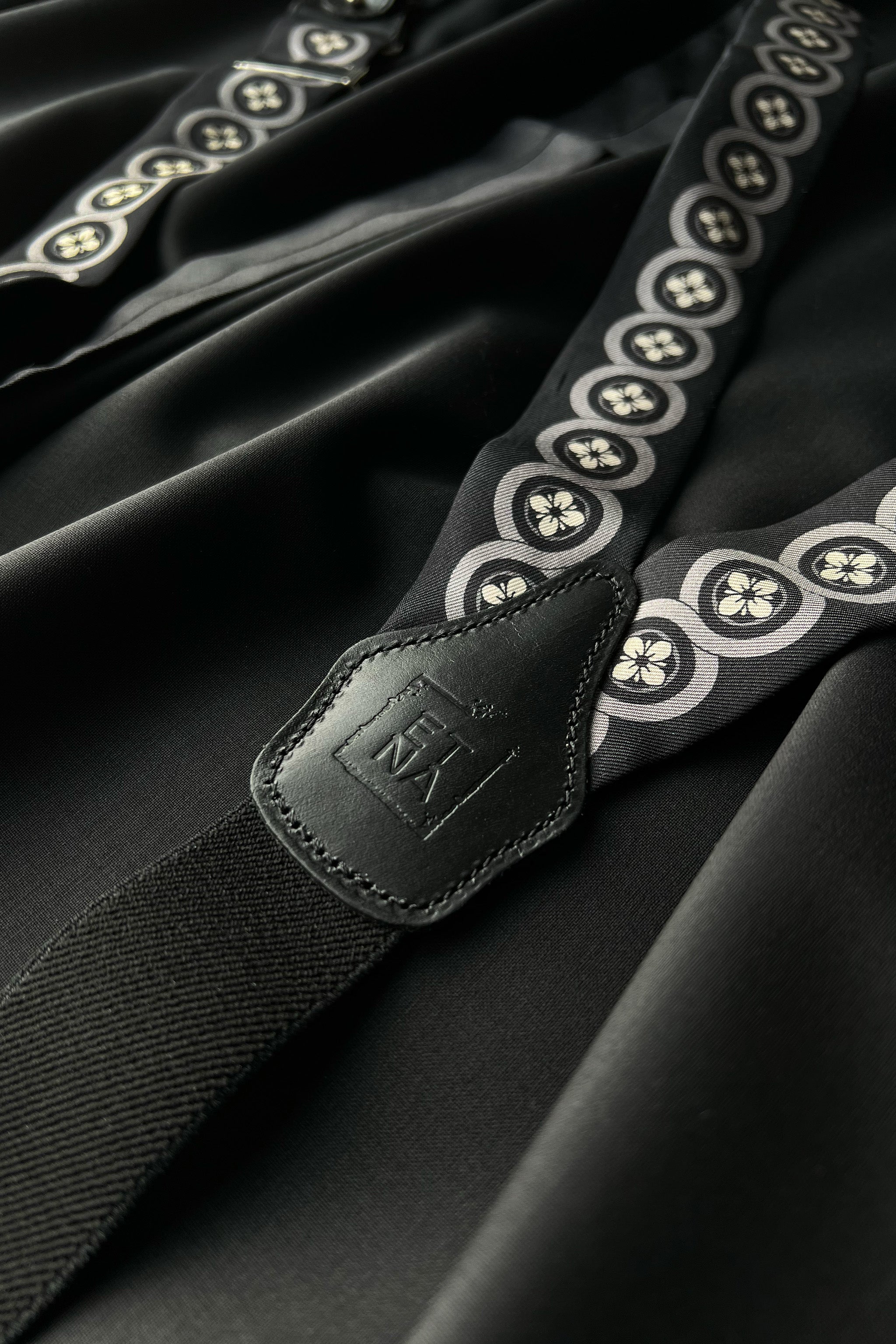 Sicily Chalk White Floral Patterned Silk Suspenders