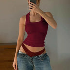 Women Clothing Summer Sexy U Collar Solid Color Slim Fit I Shape Cropped Vest for Women Bella Mia