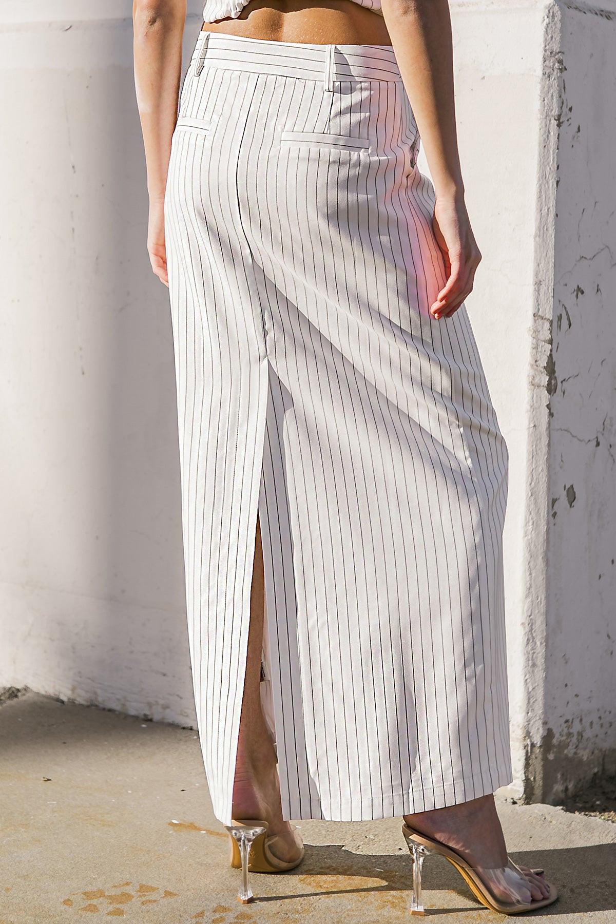 GET TO THE POINT WOVEN MIDI SKIRT Flying Tomato