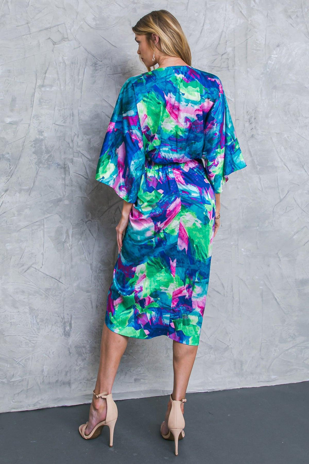 ON THE HORIZON WOVEN SATIN MIDI DRESS Flying Tomato