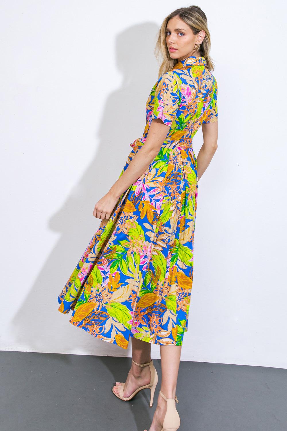 KEEP BLOOMING WOVEN MIDI DRESS Flying Tomato