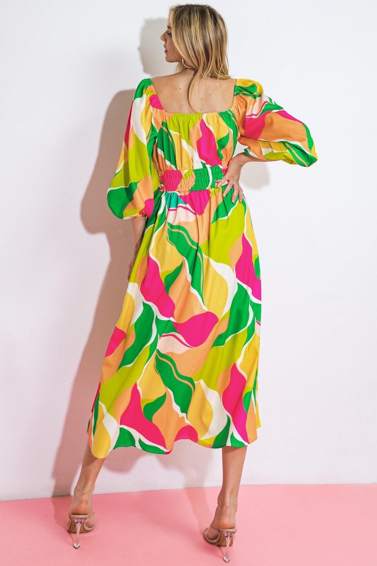 A SECOND THOUGHT WOVEN MIDI DRESS Flying Tomato