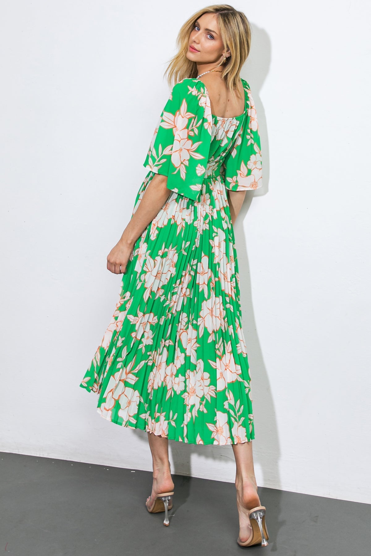 MESSAGE IN A BOTTLE WOVEN MIDI DRESS Flying Tomato