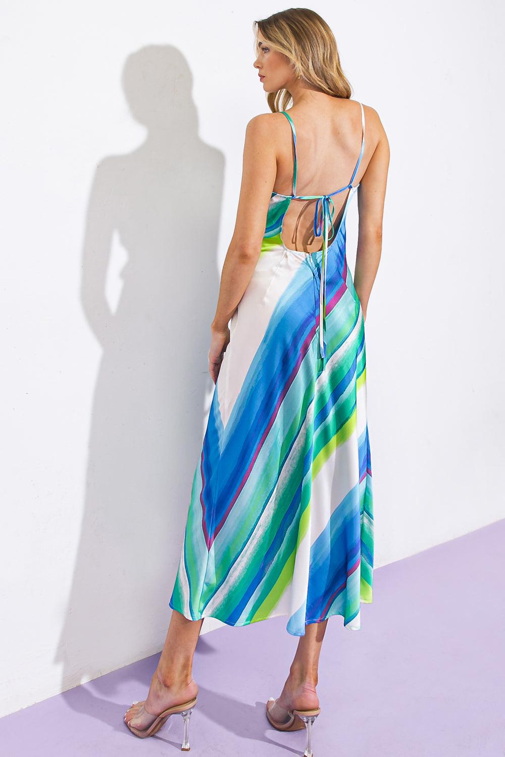 SENSE OF SERENITY WOVEN SATIN MIDI DRESS Flying Tomato