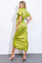 COMING TO MY SENSES WOVEN SATIN MIDI DRESS Flying Tomato