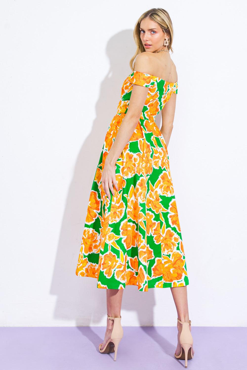 WHERE I WANT TO BE TWILL MIDI DRESS Flying Tomato