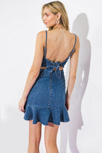 FIRST TO KNOW DENIM MINI DRESS Flying Tomato