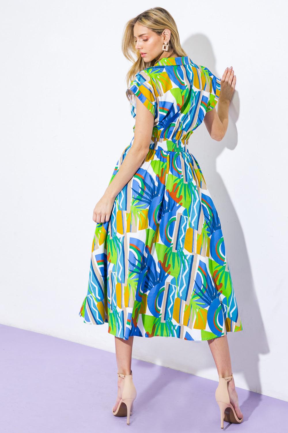SUMMER MIRAGE WOVEN MIDI DRESS Flying Tomato