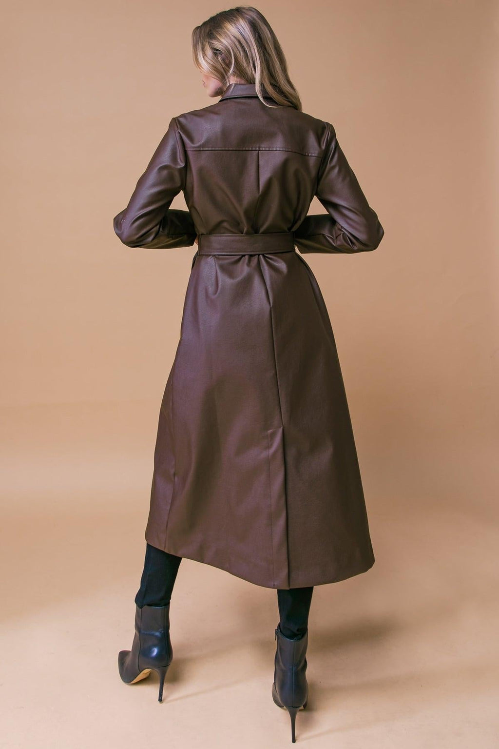 WHAT A WONDERFUL DAY LEATHER MIDI COAT Flying Tomato