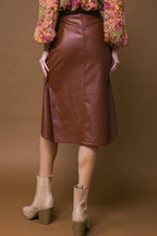 CHOOSE US LEATHER MIDI SKIRT Flying Tomato