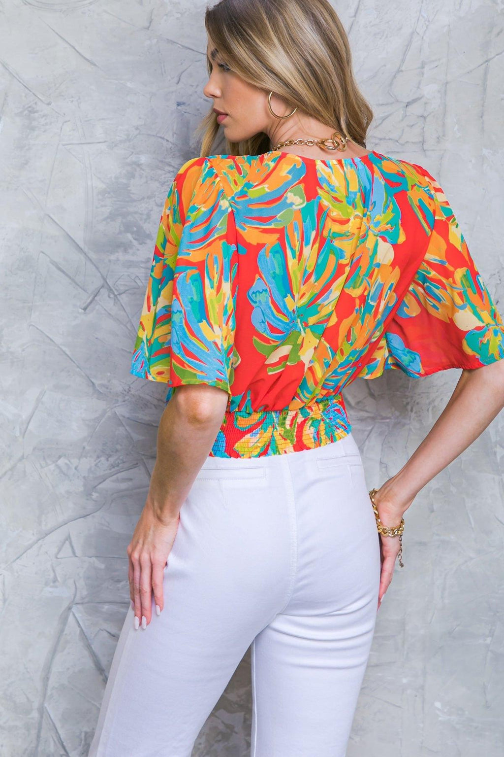 HERE FOR FUN RED WOVEN TOP Flying Tomato