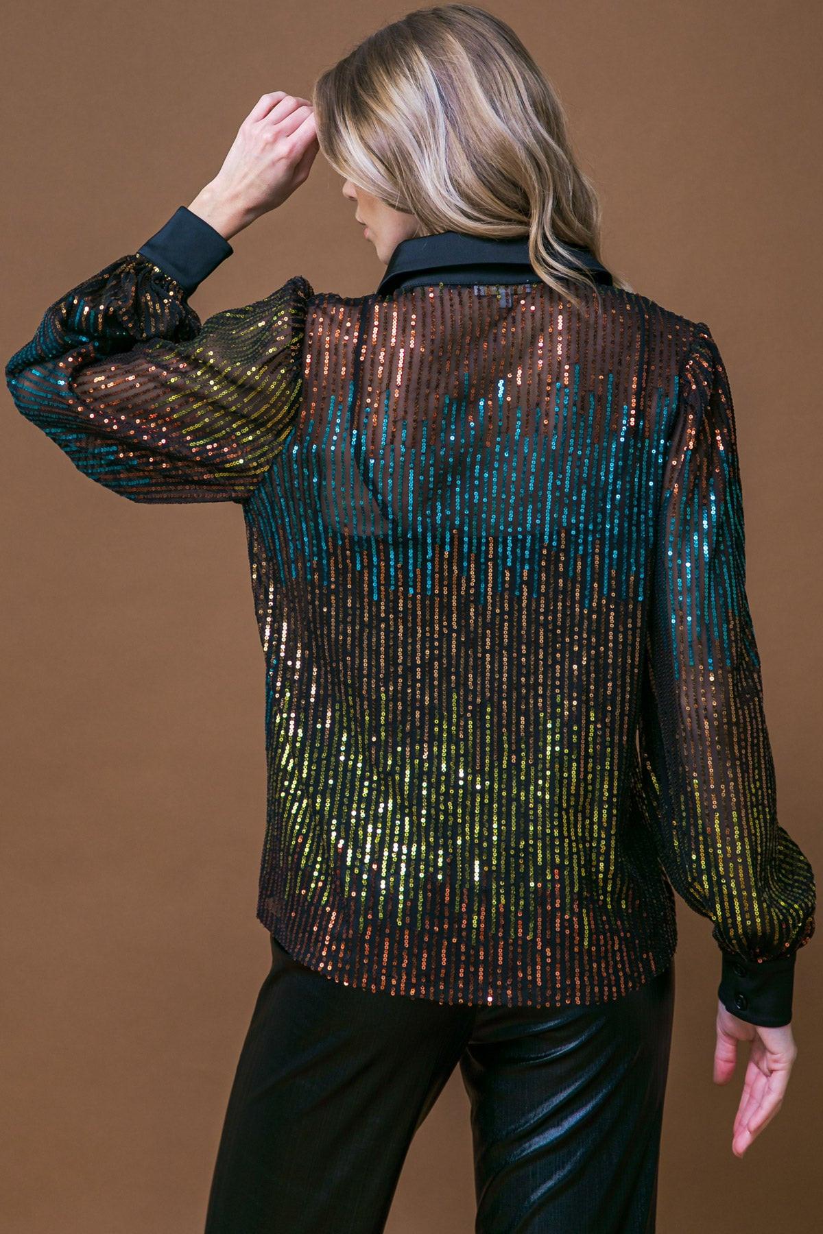 CAUSE A COMMOTION SEQUIN BLOUSE Flying Tomato
