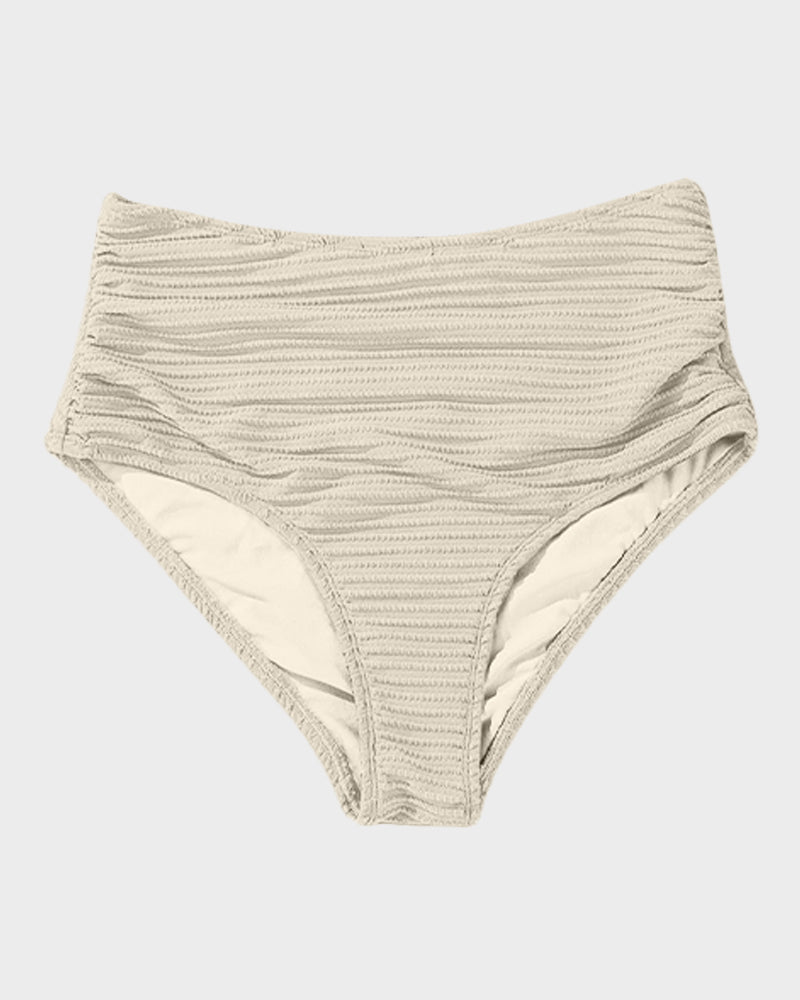 Textured Knot-Front High-Waisted Bikini Set SheCurve