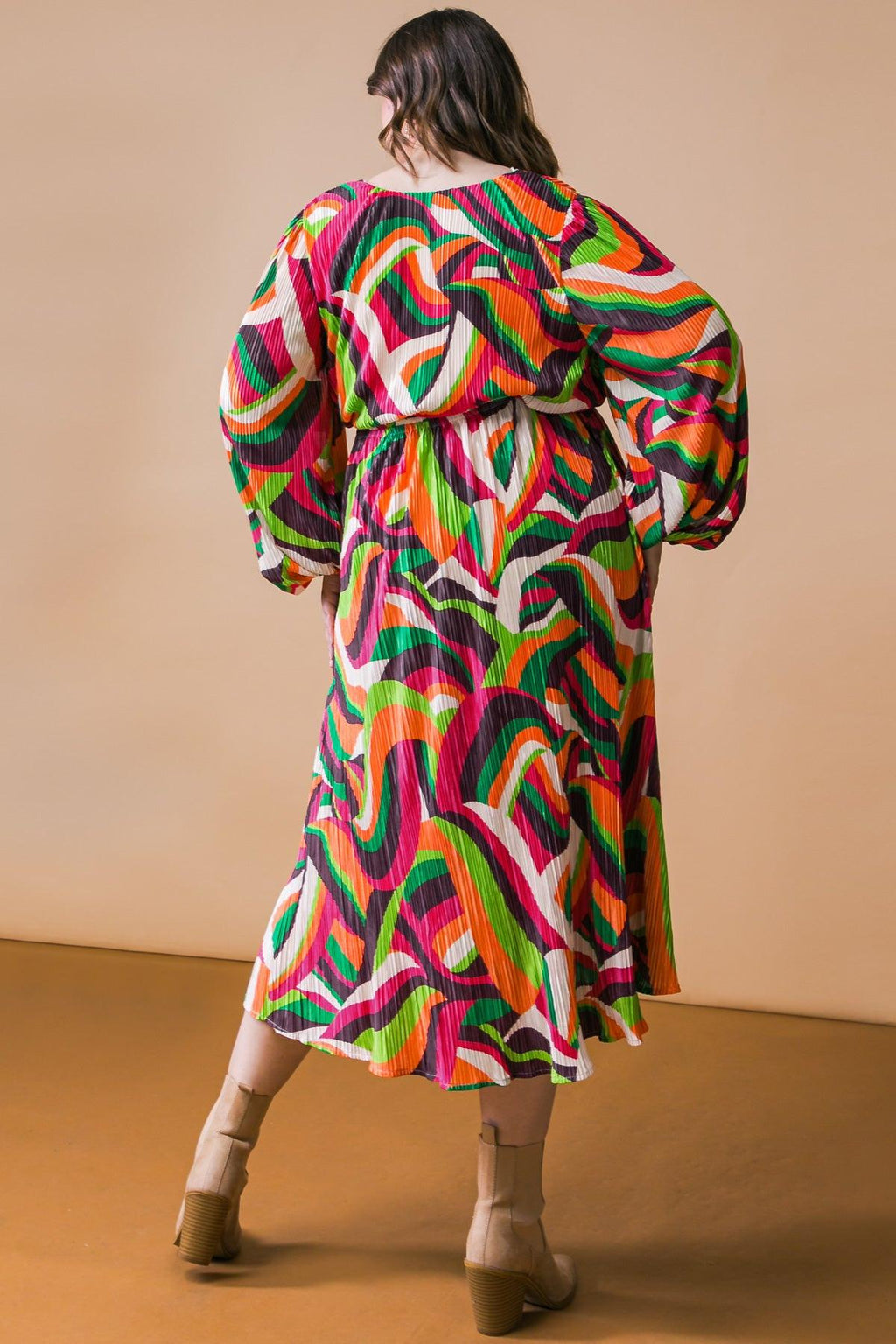 DESTINED TO IMPRESS PLISSE MIDI DRESS Flying Tomato