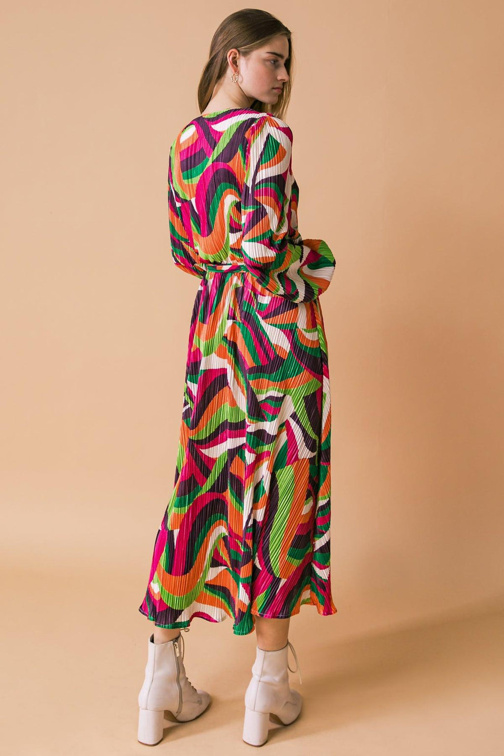 DESTINED TO IMPRESS PLISSE MIDI DRESS Flying Tomato