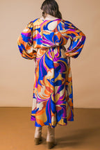 BOLD ADVENTURES WOVEN SATIN MIDI DRESS Flying Tomato