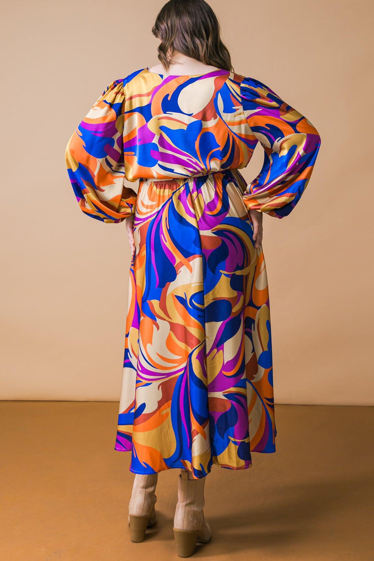 BOLD ADVENTURES WOVEN SATIN MIDI DRESS Flying Tomato