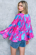 HERE WE GO AGAIN BLUE WOVEN TOP Flying Tomato