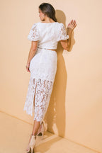 UNFORGETTABLE ICON WOVEN LACE TOP AND SKIRT SET Flying Tomato