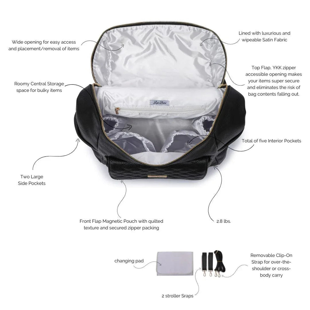 Signature Diaper Bag Ebony Black Luli Bebe
