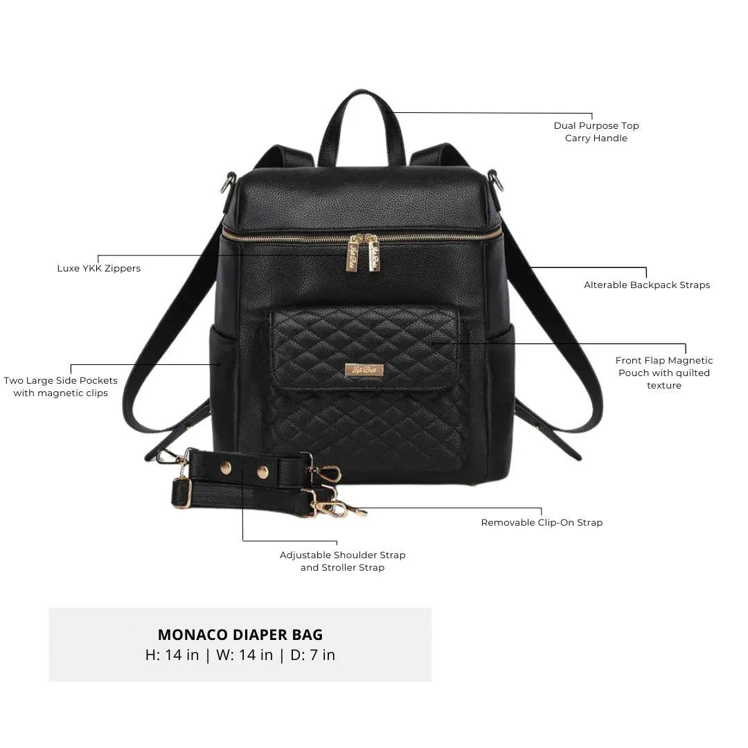 Signature Diaper Bag Ebony Black Luli Bebe