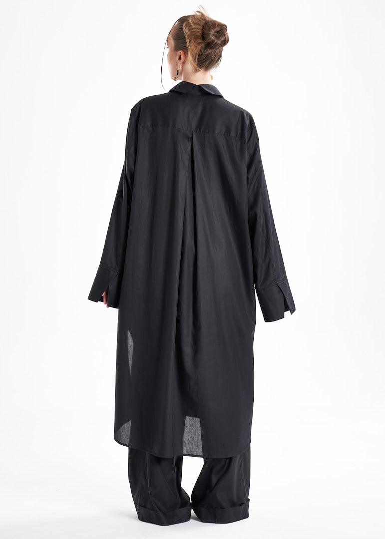 Aitna Black Maxi Shirt Dress