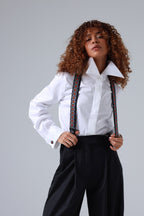 Sicily Lava Orange Floral Etna Patterned Silk Suspenders ETNA