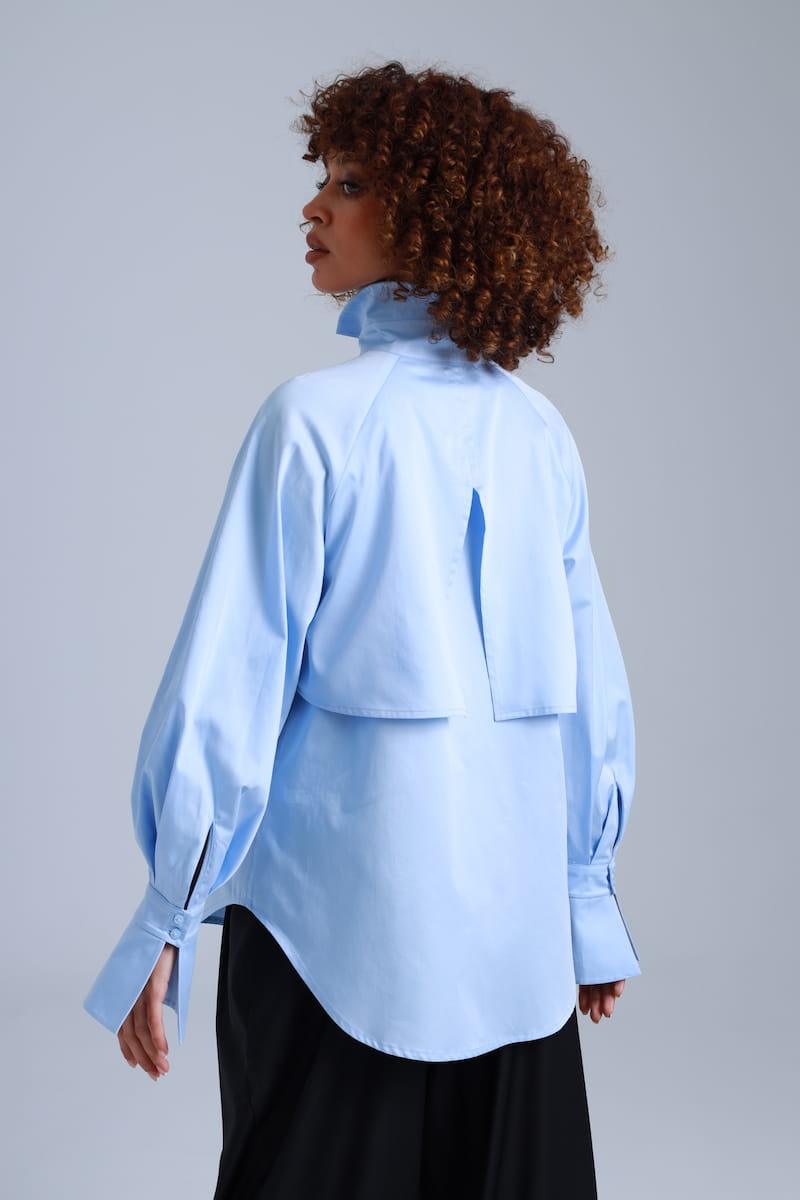 Diva Business Style Blue Organic Cotton Shirt ETNA