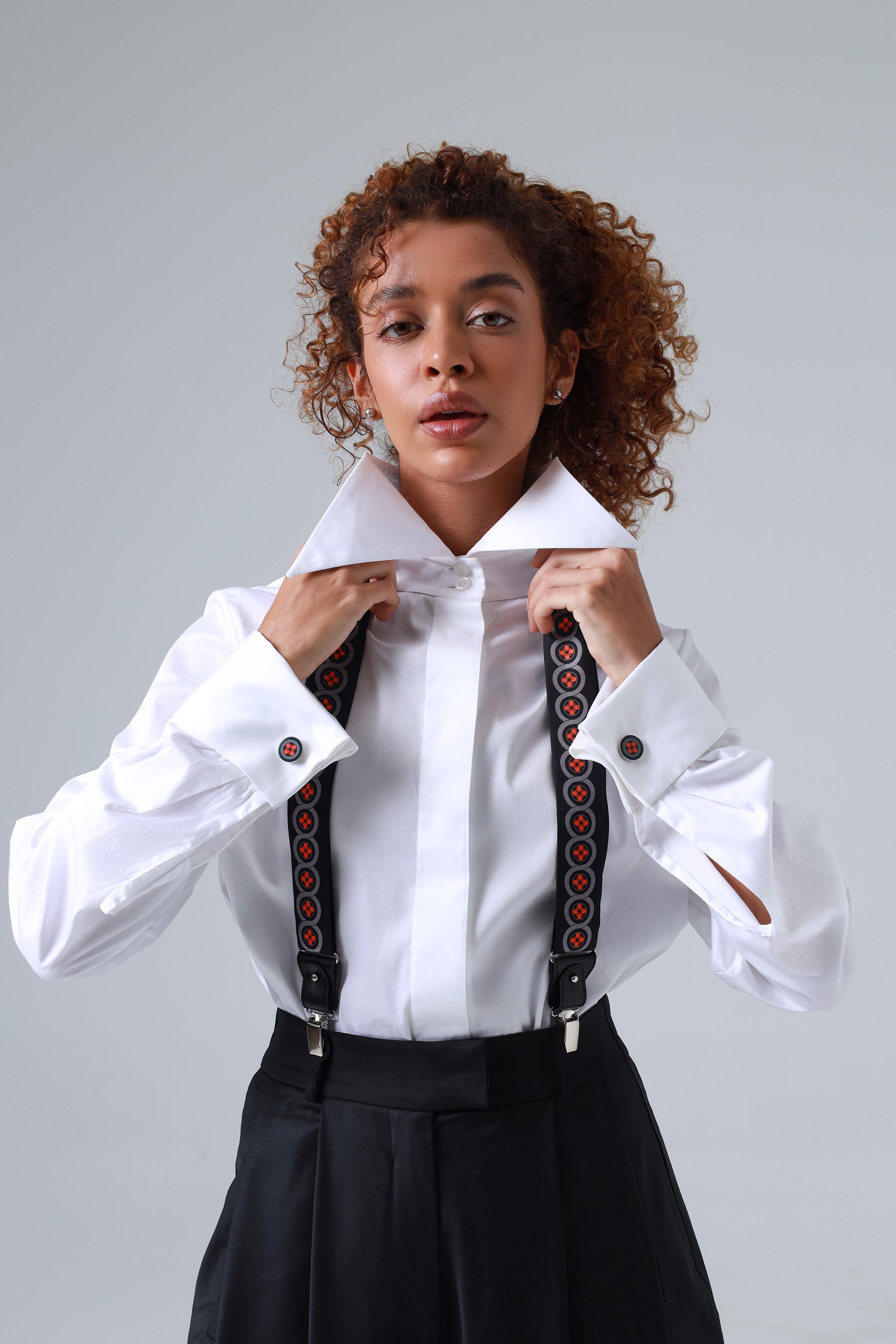 Sicily Lava Orange Floral Etna Patterned Silk Suspenders