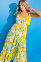 VACATION VIEWS FLORAL WOVEN MIDI DRESS Flying Tomato