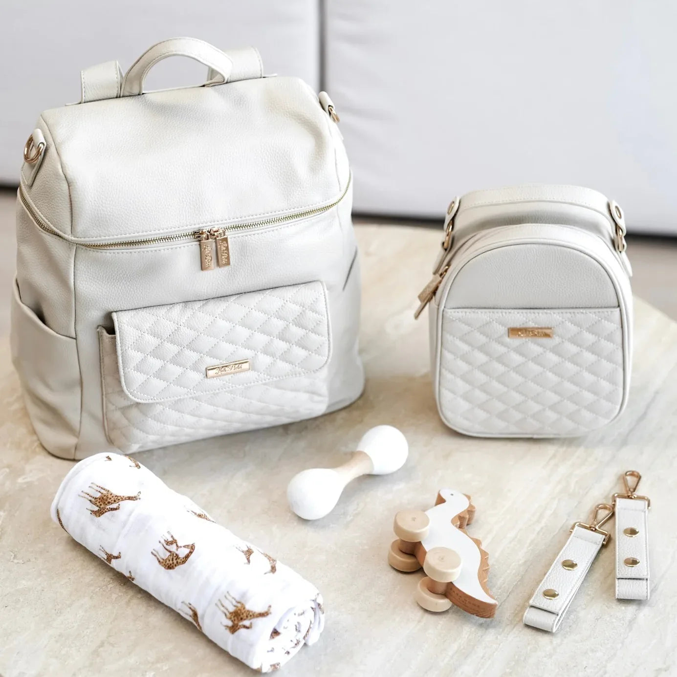 Signature Diaper Bag Pearl White Luli Bebe