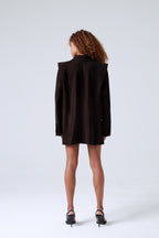 Brown Double-Breasted Virgin Wool Blazer| Monica ETNA